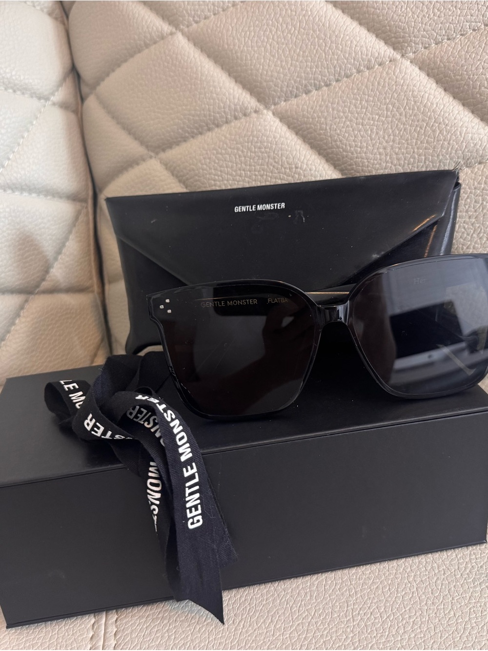 GENTLE MONSTER Men’s Black Oversized Swim Sunglasses with Branded Strap